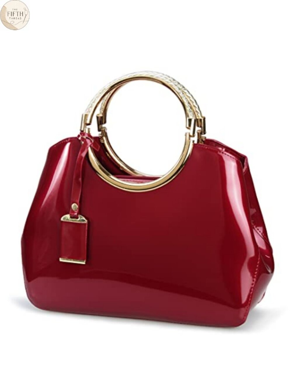 PU Patent Leather Structured Satchel Shoulder Handbag with Strap
